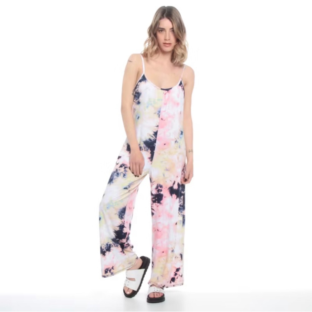 Derek Heart Juniors' Tie Dye Waistless Jumpsuit Size L